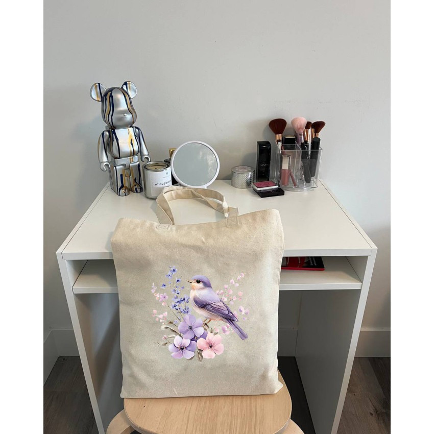 Екошопер BookOpt BK 4106 Пташка на квітах бежевий Киев - изображение 5