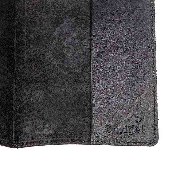 Кожаная обложка на паспорт с картой и рамкой Черная (SHVIGEL) Киев