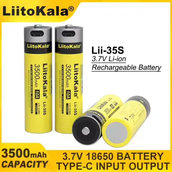 Аккумулятор 18650 LiitoKala Lii-35S Li-ion 3500mAh 3.7V Type-C (Желтый) Винница