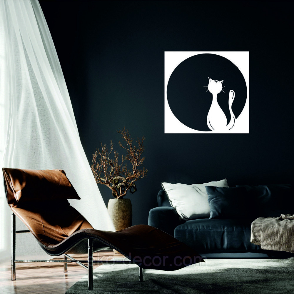 Декоративне настінне 3D Панно «Кіт» Декор на стіну з об'ємом Київ - фото 1