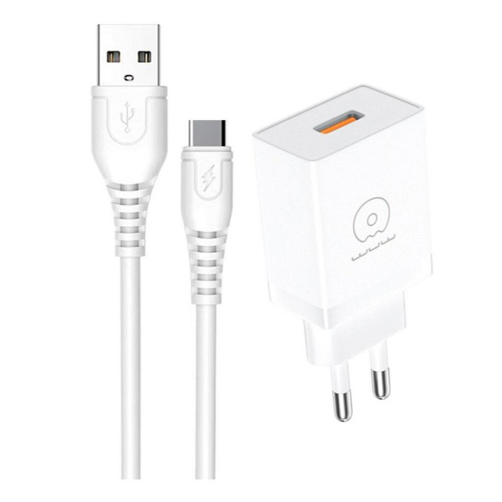 Сетевое зарядное устройство с кабелем WUW-T66 Single USB home charger kit Одесса - изображение 1