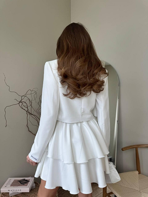 Женский стильный костюм двойка: пиджак и юбка креп-костюмка + подкладка Молочный, 42/44 Одесса - изображение 7