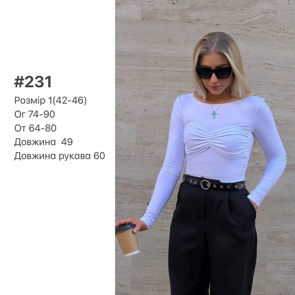 Женский трендовый лонгслив с имитацией бра вискоза Черный Одесса - изображение 2