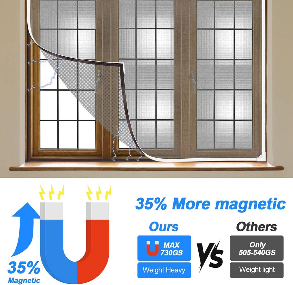 Магнитная москитная сетка на окно регулируемая 130×150 см белая рамка серая сетка Киев - изображение 8