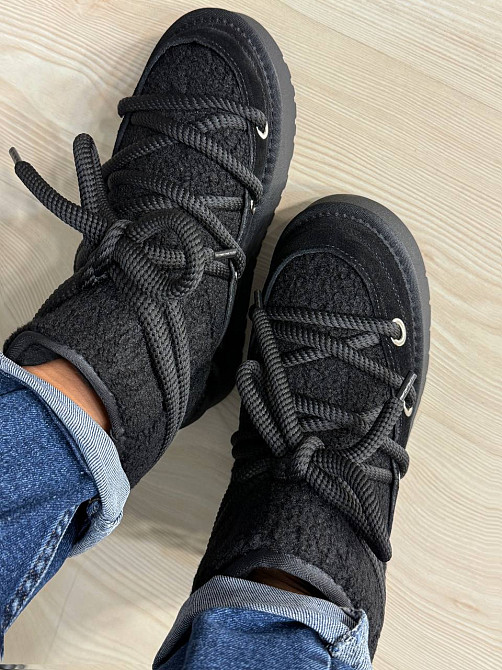 Угги женские Hengji 52-1 замшевые сноубутсы с мехом тедди на высокой подошве черные, 36, 23 см Киев - изображение 5