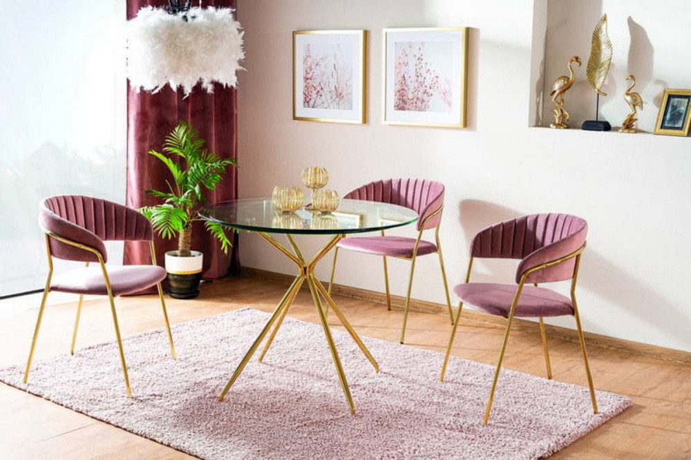 Стіл AZALIA прозорий/золото каркас д.80 Дніпро - фото 5