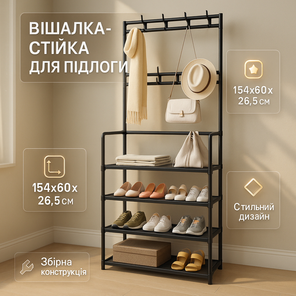 Стойка для обуви открытая, Пластикова полка для взуття, Этажерка обувная Полка обуви пластиковая VR-94 Львов - изображение 6
