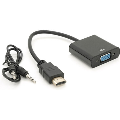 Перехідник HDMI M to VGA F + Audio 0.1m 4K/2K black Voltronic (YT-C-HDMI(M)/VGA(F)+AUX-B) Вінниця - фото 1