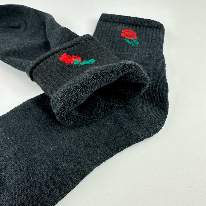 Теплые носки женские классические однотонные Цветок GM Textile Высокие 36-41 Черный Сумы - изображение 2