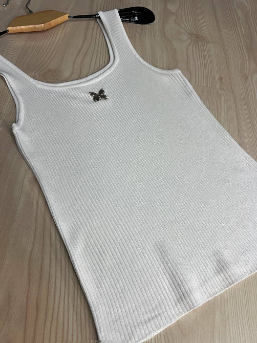 Майка женская A-N 2206 в рубчик с бабочкой, белый, one size Киев - изображение 3