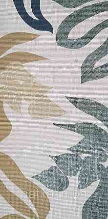 Шпалери вінілові на флізеліні Grandeco Universe метрове листя монстери сині зелені жовті на молочному Київ