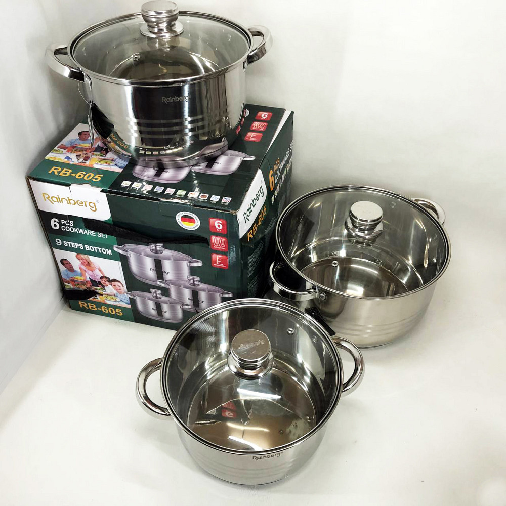 Набор кастрюль хорошего качевства Rainberg RB-605 8 шт, Набор кастрюль для электроплиты RD-25 Львов - изображение 5
