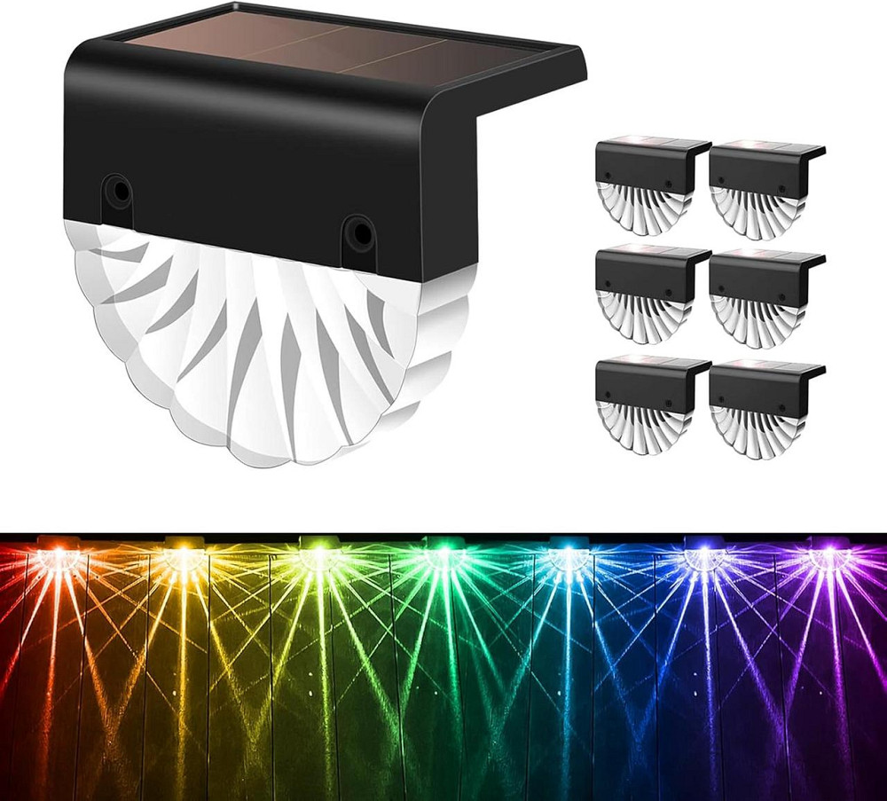 Світильники садові сонячні LED, набір 6 шт, тепле біле світло 7 кольорів, освітлення для сходів, тераси, двору IP55 водонепроникні Київ - фото 1