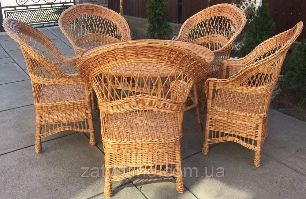 Мебель из лозы с круглым столом | комплект плетеной мебели  с 5 креслами| мебель плетеная из лозы Киев - изображение 5