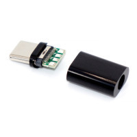 Штекер USB type C, під шнур, пластик, чорний Полтава - фото 1