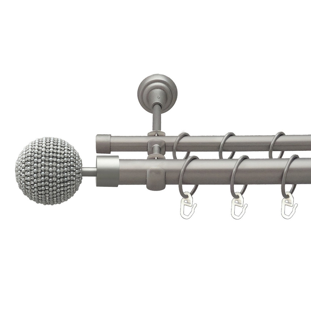 Карниз Orvit Карера металевий дворядний відкритий гладка труба кільце металеве Сатин 25\16 мм 240 см Львов - изображение 1