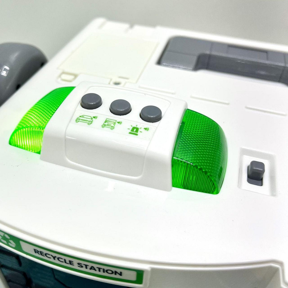 Гараж з машинкою Chengmei Toys Сміттєвоз із контейнером зі світловими та звуковими ефектами Біло-зелений (CLM-552) Чернігів - фото 7