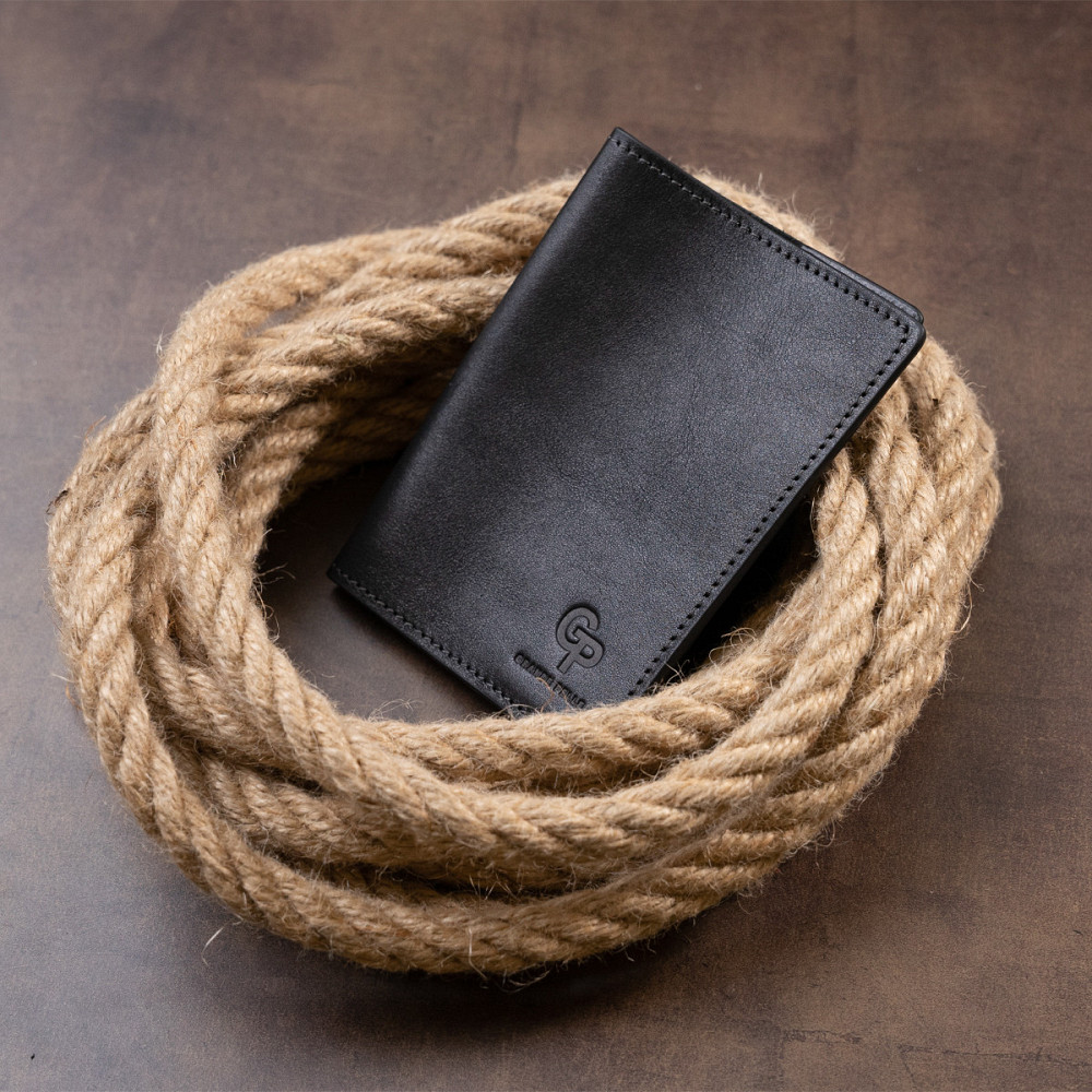 Обложка для паспорта из натуральной кожи Черная (GRANDE PELLE) Киев - изображение 3