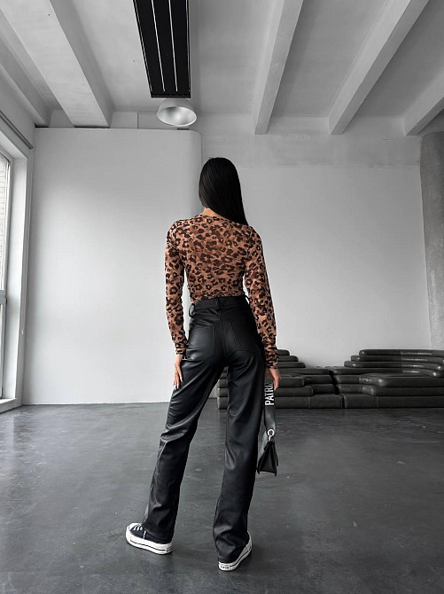 Женский леопардовый лонгслив с имитацией лифа стрейч сетка Одесса - изображение 10