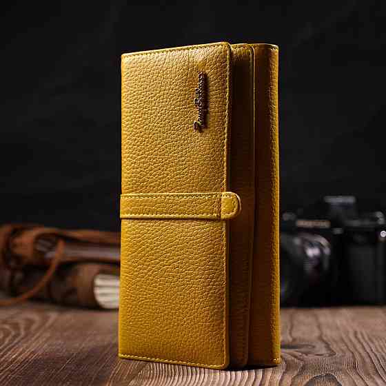 Красочный женский кошелек с большим количеством отделений из натуральной кожи Tony Bellucci 21960 Желтый Киев