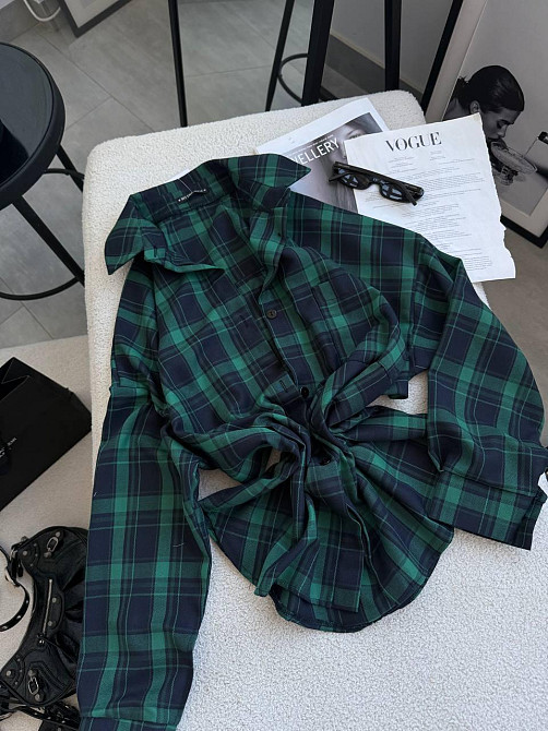 Женская классическая рубашка в клетку оверсайз кроя костюмный тиар Одесса - изображение 7