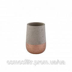 Склянка для зубних щіток Аксентія Конкрит бетон сіра декор рожеве золото. Розмір O 7,5 см H 10 см Киев - изображение 1