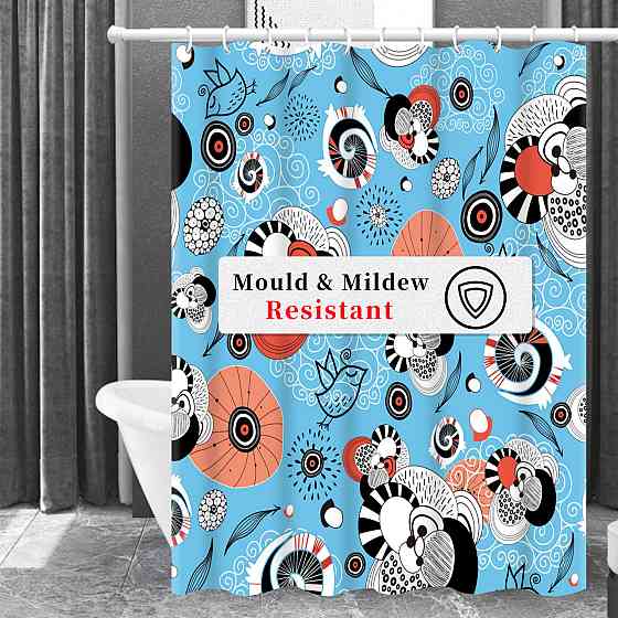 Шторка для ванны из полиэстера водонепроницаемая Bathlux 180x180 см с кольцами, занавеска для ванной комнаты Каменец-Подольский