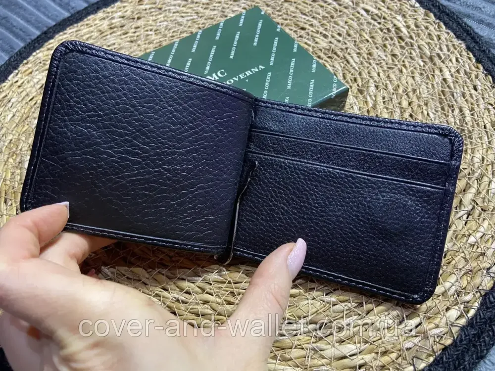 Тонкий кожаный зажим для денег на магнитах с монетницей Marco Coverna 22-124 Киев - изображение 6