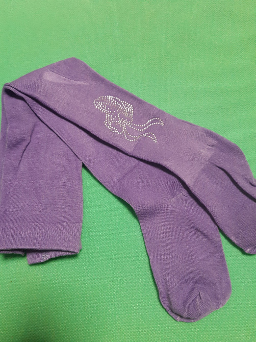 Детские колготки со стразами, сиреневые - размер от низа попы до пятки 30см (тянется до 38см), 82%хлопок Київ - фото 1