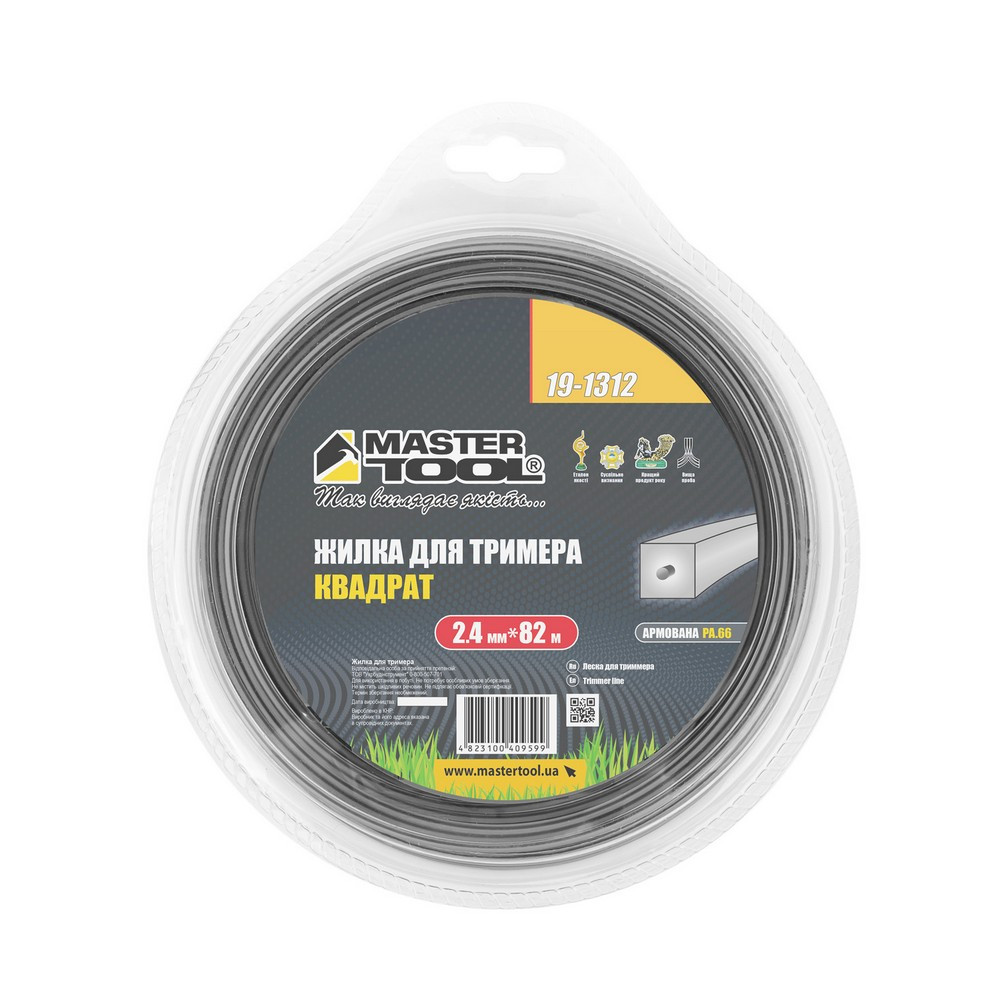 MASTERTOOL Жилка для тримера MASTERTOOL КВАДРАТ АРМОВАНИЙ 2,40 мм 82 м блістер 19-1312 Київ - фото 4