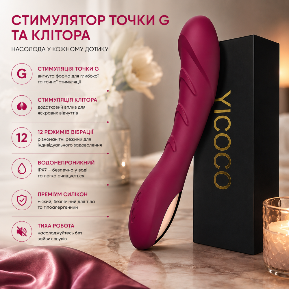 Вібратор-кролик YICOCO: стимулятор точки G та клітора з 12 режимами вібрації. Водонепроникний силіконовий преміум-девайс Київ - фото 17