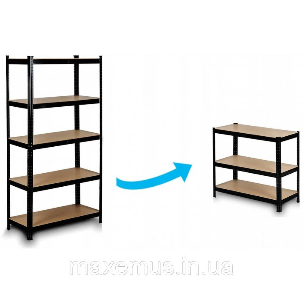 Металевий стелаж для складу, гаража і дому 180х90х40 міцний стелаж з полицями розбірний чорний Мостиська - фото 4