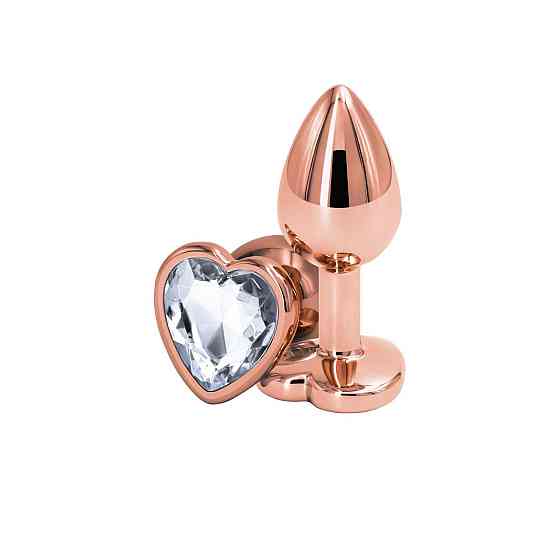 Анальна пробка NS Novelties Rear Assets — Rose Gold Heart — Small — Clear Sex Aura Київ