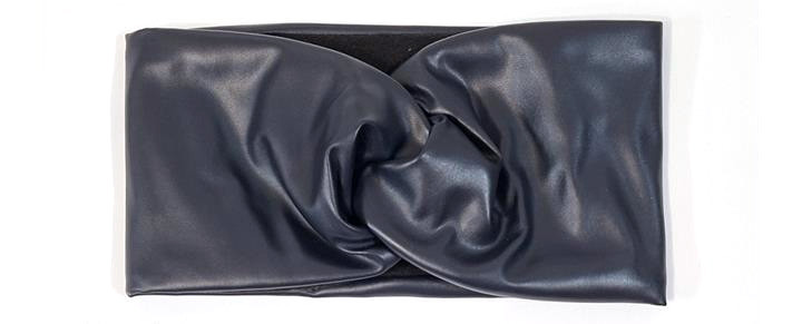 Пов'язка жіноча екошкіра утеплена синя Київ - фото 1