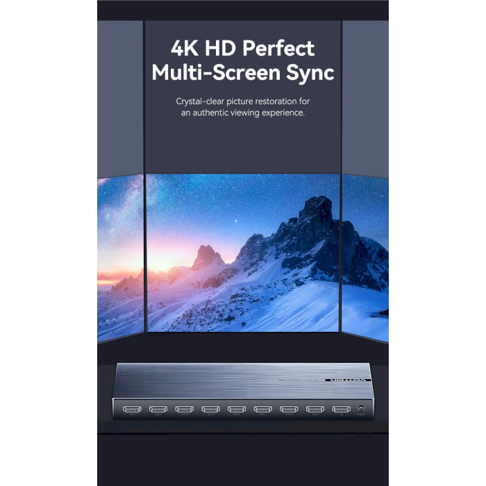 Сплиттер Vention 1x8 HDMI 4K, черный алюминий Киев - изображение 9