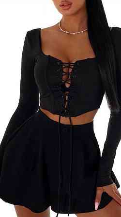 Жіночий стильний топ зі шнурівкою на декольте  щільний мікродайвінг Одеса