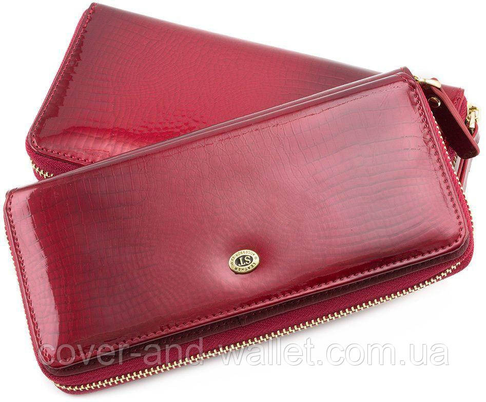 Красный женский лаковый кошелек на молнии на много карточек ST S7001A Red Киев - изображение 3