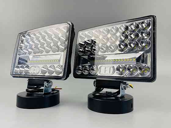 Фара LED прямокутна 144W 6000K (48 діодів) (15см х 11см х 3см) (ближній + дальній) ПОЛЕГШЕНИЙ КОРПУС! Мукачево