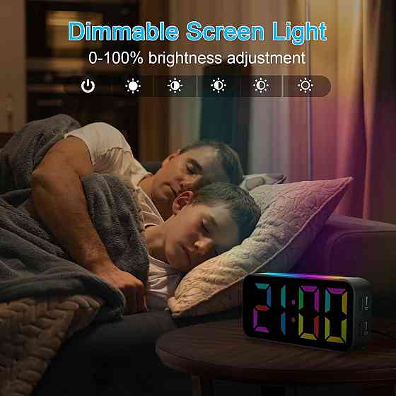 Цифровой будильник Netzu с LED подсветкой, ночным светом, USB зарядка, 2 будильника, регулируемая яр Киев