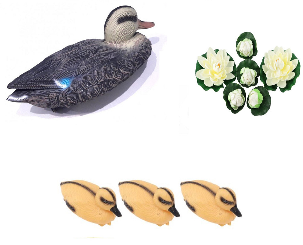 Каченята плаваючі прикраса для ставка 3 шт + Качка сіра + Лілії білі 6шт. Київ - фото 1