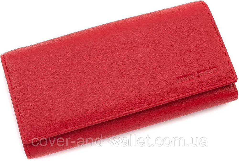 Качественный женский кожаный кошелек на магнитах Marco Coverna Красный Киев - изображение 3