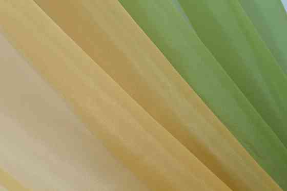 Кухонные шторы VR-Textil № 017к комбинированные с подвязками оливковый с янтарным 265х170 см (50-102) Киев