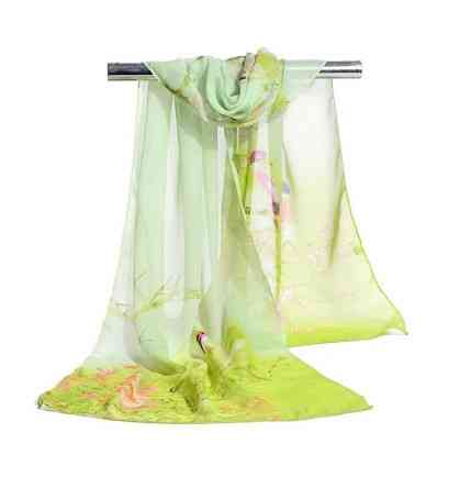 Женский шифоновый шарф с птицами салатовый - размер шарфа приблизительно 145*48см, 100% вискоза Киев