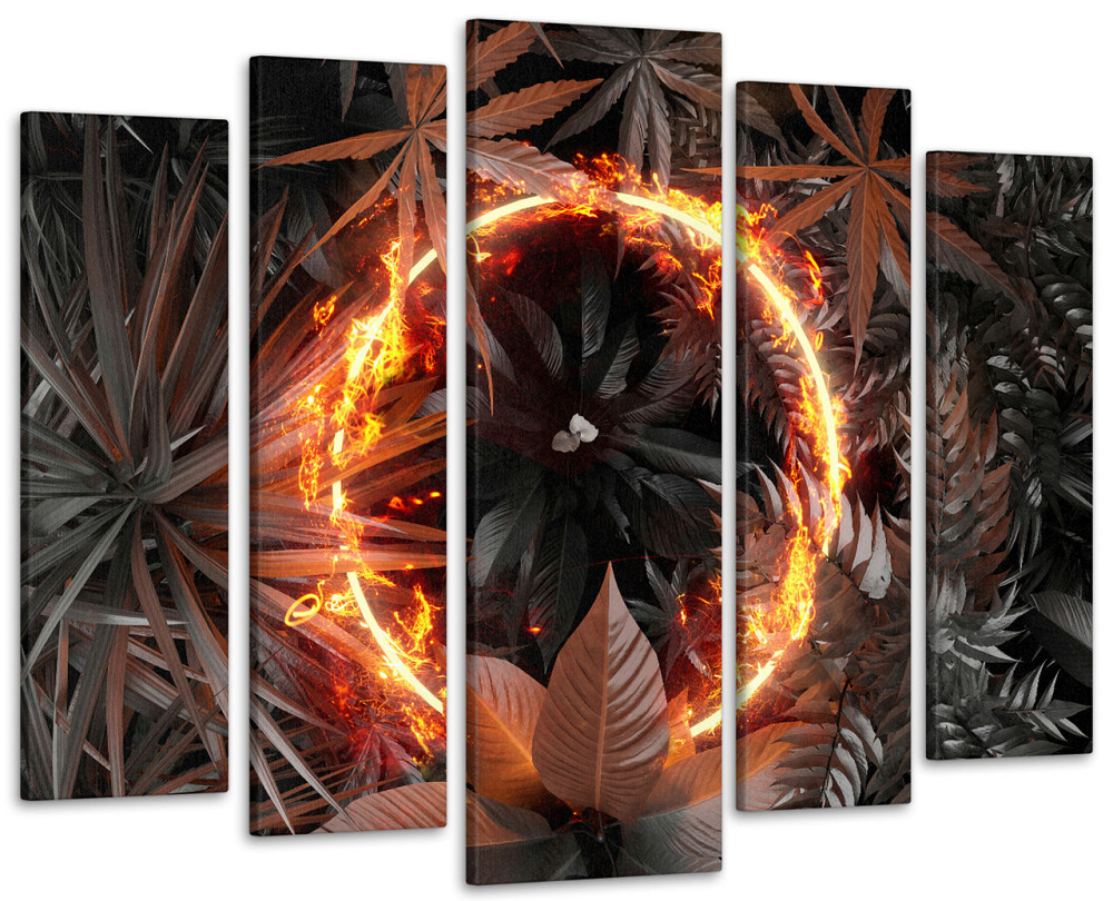 Модульная картина в гостиную / спальню Абстракция Огонь в листве Art-447_5 ( 80х118см ) Киев - изображение 1