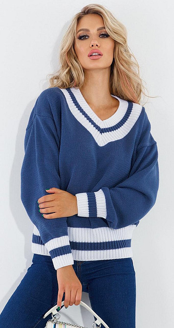 Светр з оздобленням у смужку (48-52) Київ - фото 1