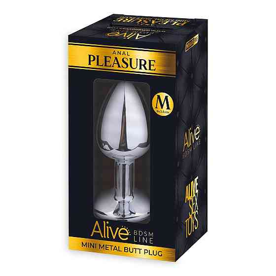 Металева анальна пробка з кристалом Alive Mini Metal Butt Plug Black M Sex Aura Київ