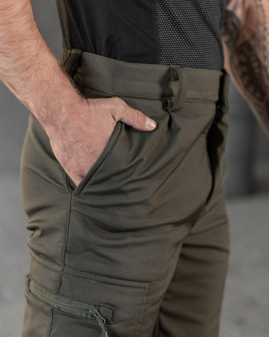 Тактические штаны  теплые мужские олива с резинкой Одесса - изображение 4