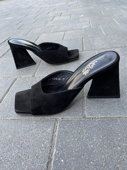 LIRIO Шльопанці сабо жіночі з натуральної замші на підборах чорні LIRIO L0260/8073-СТ-46 р. 35- Коломыя - изображение 10