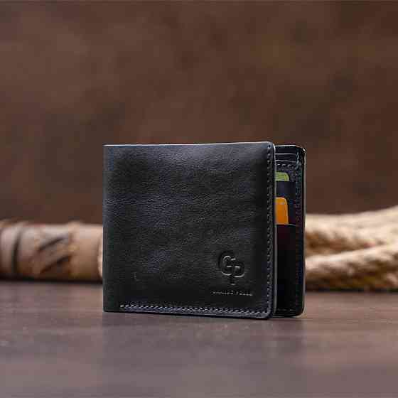 Горизонтальне портмоне в гладкій шкірі без застібки GRANDE PELLE 11311 Чорне Київ