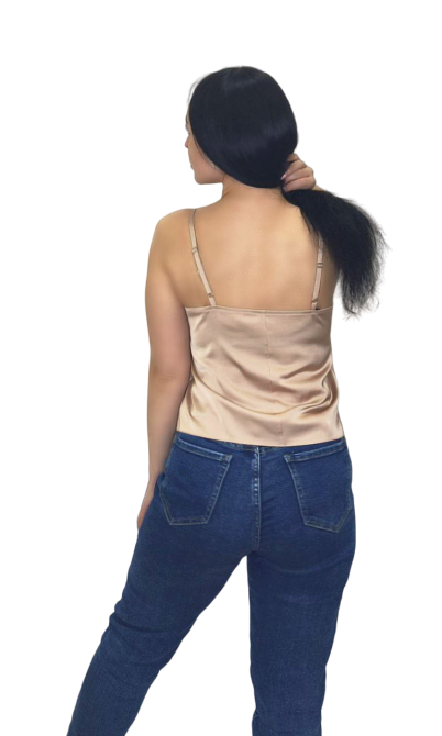 Шовкова майка на тонких бретельках Бежевий 3XL/4XL Харків - фото 8